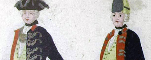 Königs Guarde 3tes Bataillon, Zeichnung 1770 - Schmalen, Johann Christian Hermann von: Accurate Vorstellung der sämtlichen Koeniglich Preussischen Armee, Nürnberg 1770, Blatt 15.