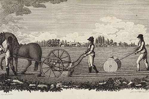 Drillmaschinen, Kupferstich um 1800